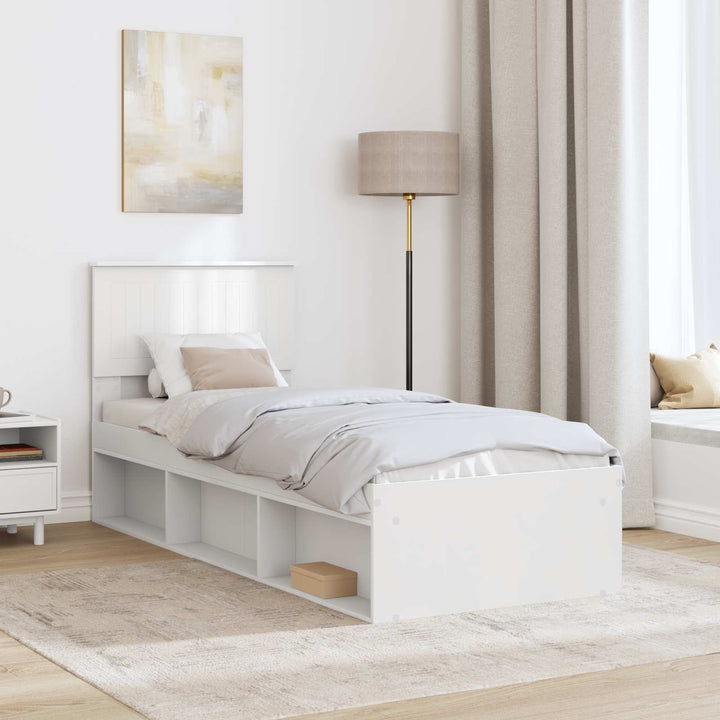 Sengestel med hovedgærde Hvid 75 x 190 cm Massiv fyrretræ