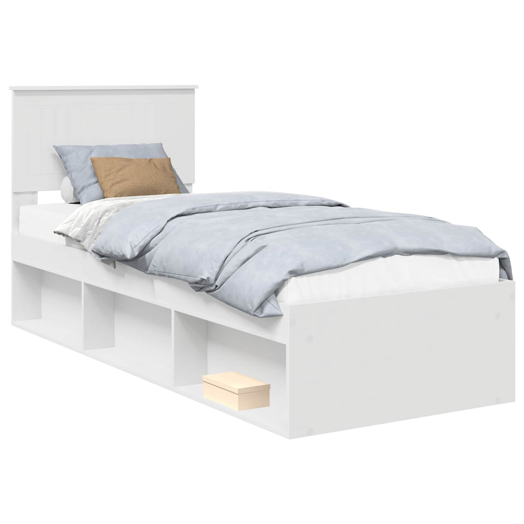 Sengestel med hovedgærde Hvid 75 x 190 cm Massiv fyrretræ