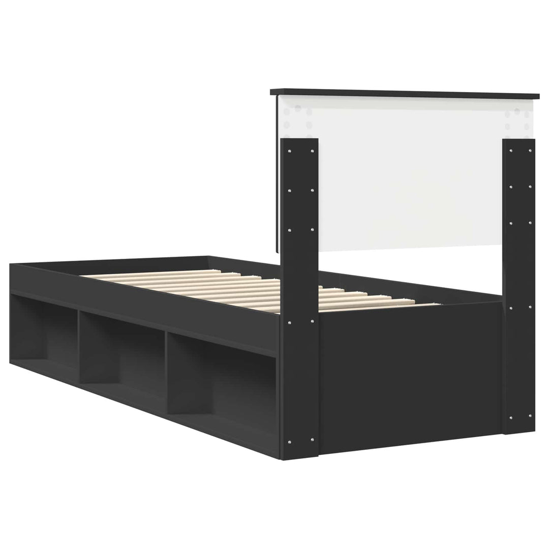 Sengestel med hovedgærde Sort 75 x 190 cm Massiv fyrretræ