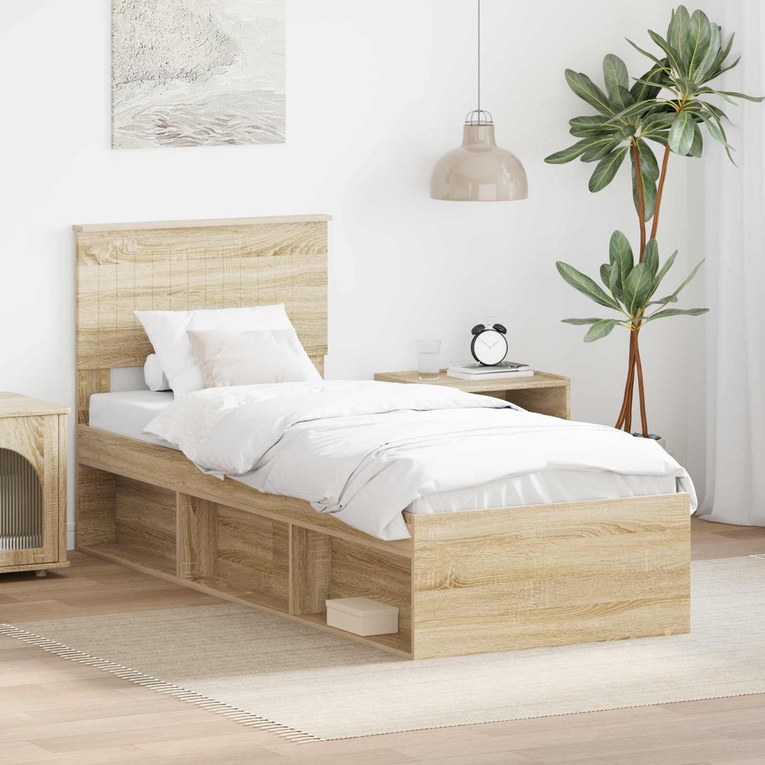 Sengestel med hovedgærde Sonoma eg 75 x 190 cm Massiv fyrretræ