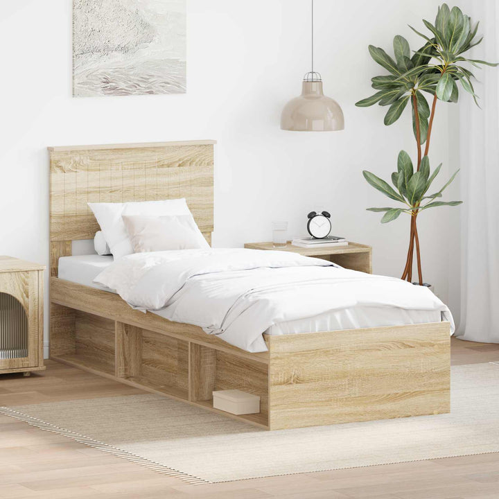 Sengestel med hovedgærde Sonoma eg 75 x 190 cm Massiv fyrretræ