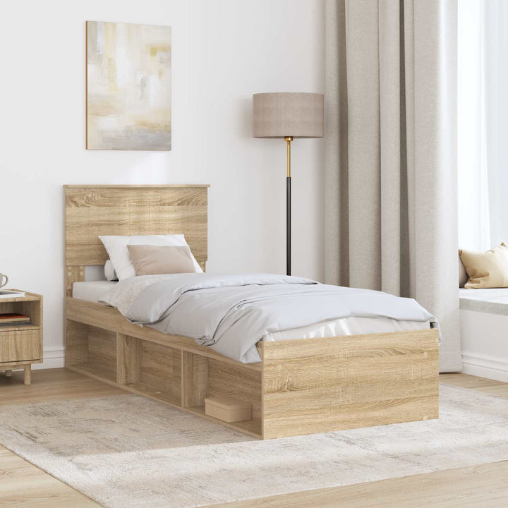 Sengestel med hovedgærde Sonoma eg 75 x 190 cm Massiv fyrretræ