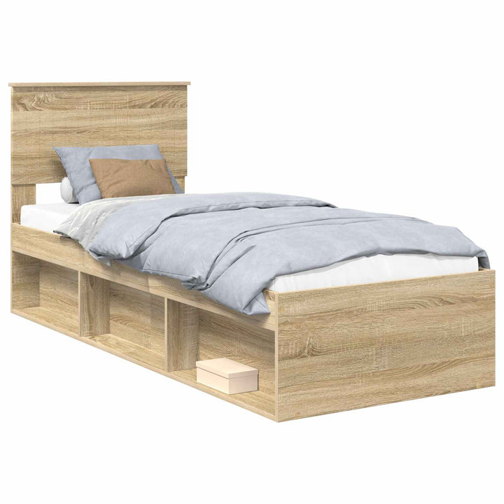 Sengestel med hovedgærde Sonoma eg 75 x 190 cm Massiv fyrretræ