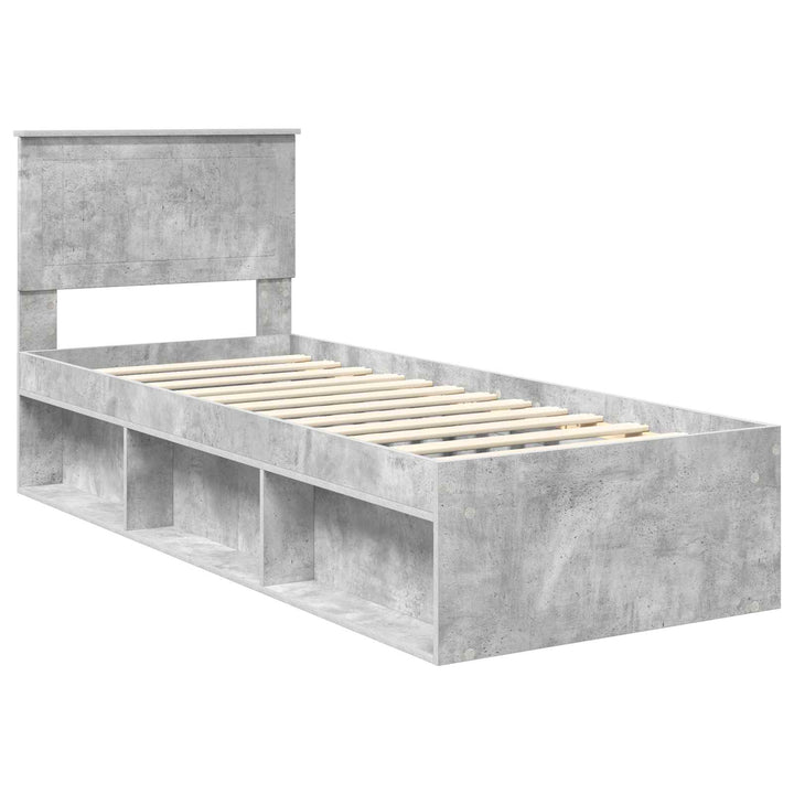 Sengestel med hovedgærde Beton Grå 75 x 190 cm Massiv fyrretræ