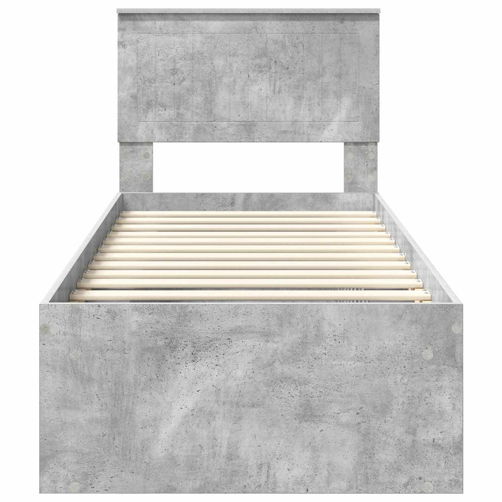 Sengestel med hovedgærde Beton Grå 75 x 190 cm Massiv fyrretræ