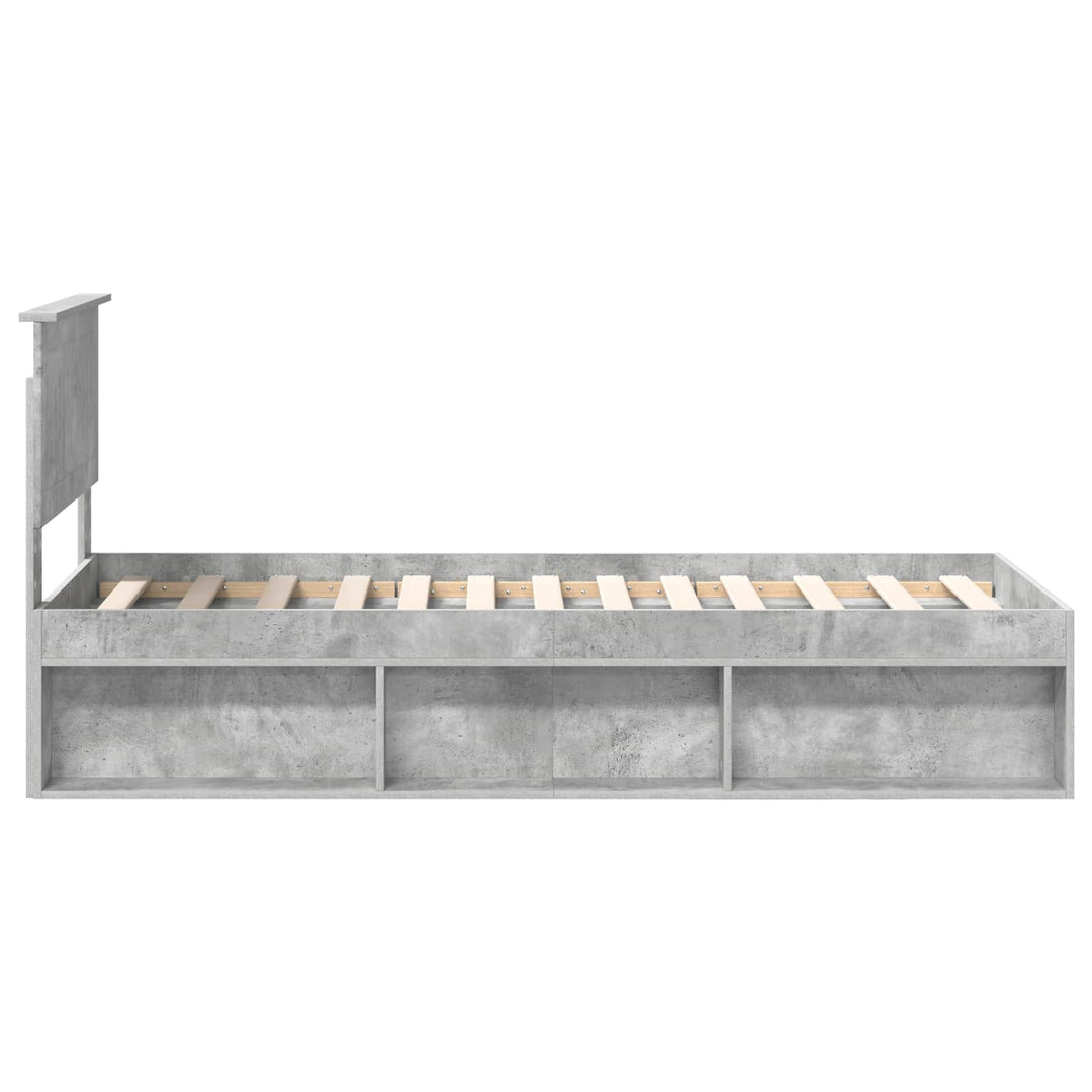 Sengestel med hovedgærde Beton Grå 75 x 190 cm Massiv fyrretræ