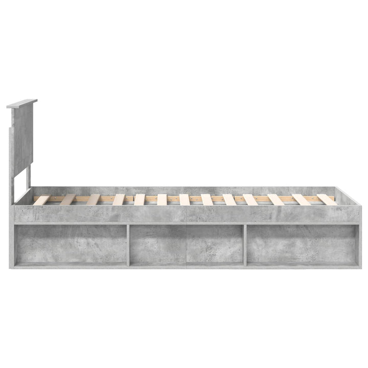 Sengestel med hovedgærde Beton Grå 75 x 190 cm Massiv fyrretræ