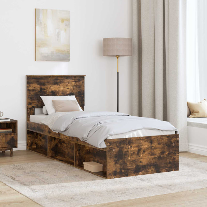 Sengestel med hovedgærde Røget eg 75 x 190 cm Massiv fyrretræ