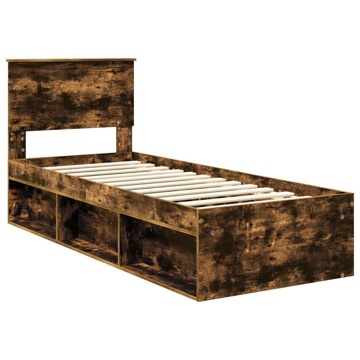 Sengestel med hovedgærde Røget eg 75 x 190 cm Massiv fyrretræ