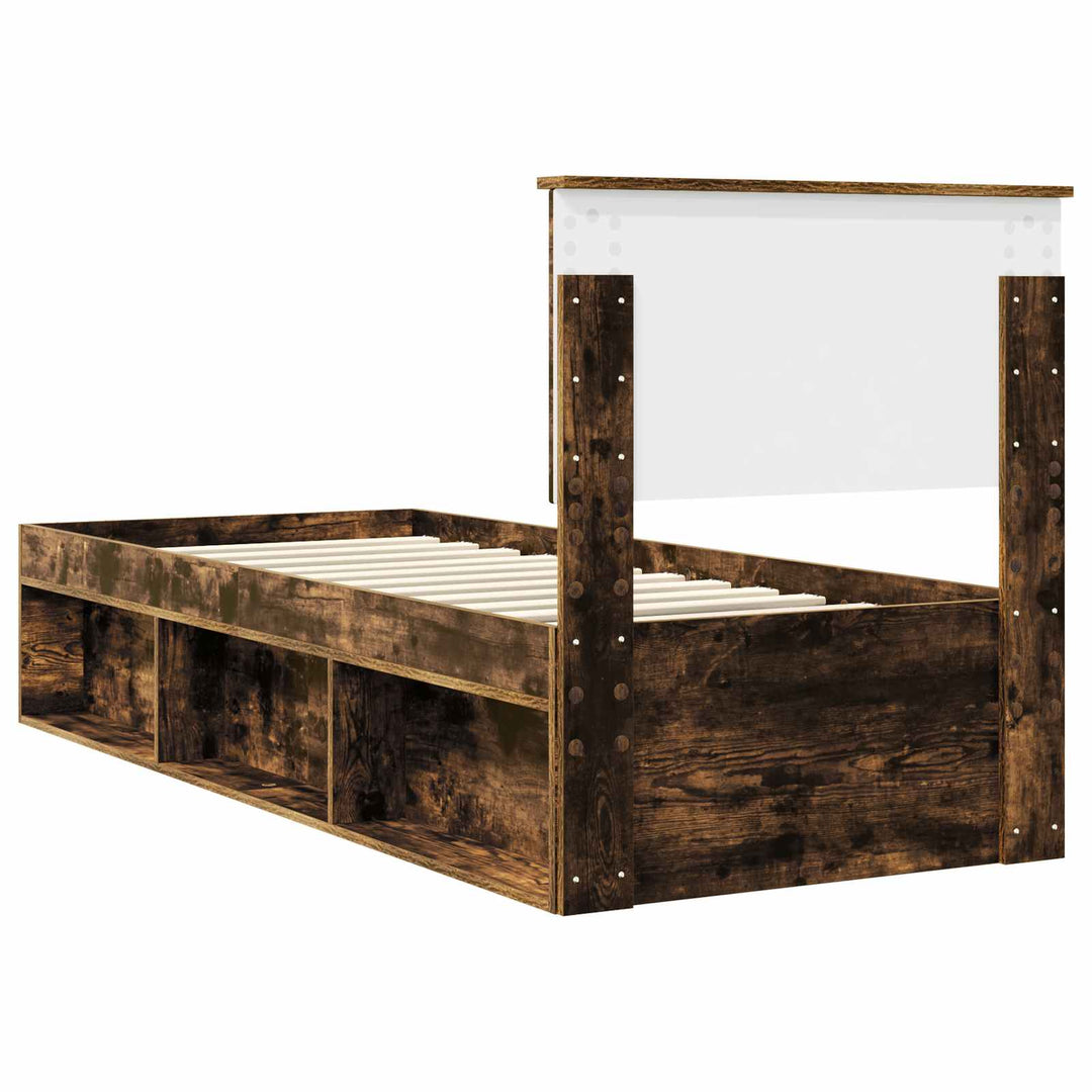 Sengestel med hovedgærde Røget eg 75 x 190 cm Massiv fyrretræ