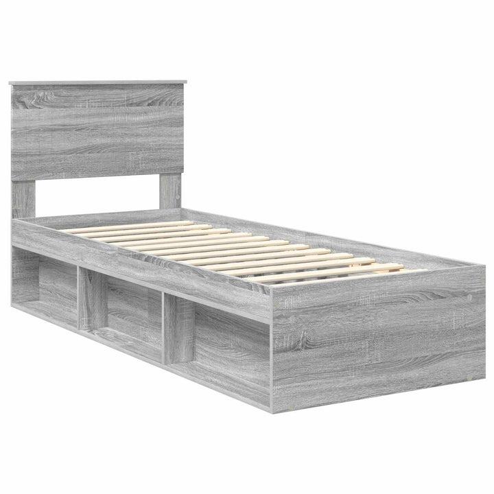 Sengestel med hovedgærde Grå Sonoma 75 x 190 cm Massiv fyrretræ