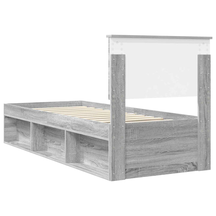 Sengestel med hovedgærde Grå Sonoma 75 x 190 cm Massiv fyrretræ