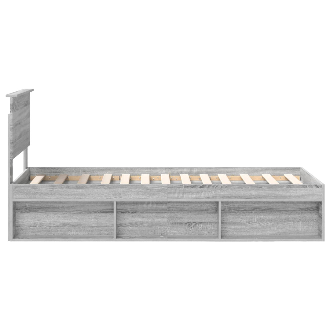 Sengestel med hovedgærde Grå Sonoma 75 x 190 cm Massiv fyrretræ