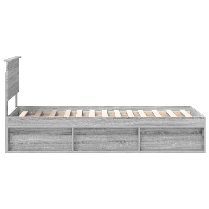 Sengestel med hovedgærde Grå Sonoma 75 x 190 cm Massiv fyrretræ