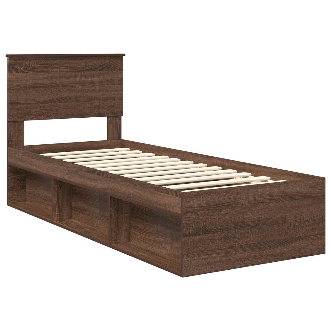 Sengestel med hovedgærde Brun eg 75 x 190 cm Massiv fyrretræ
