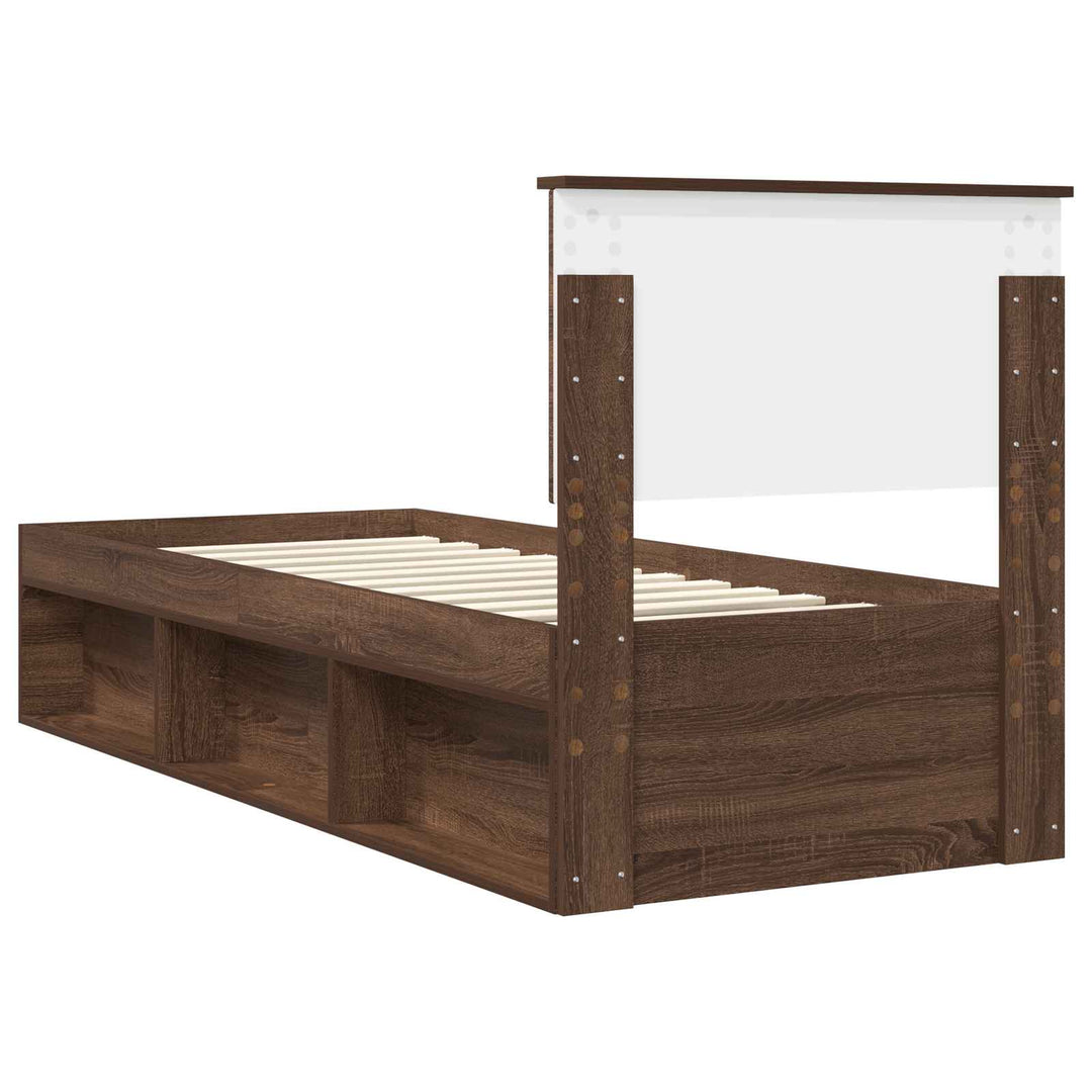 Sengestel med hovedgærde Brun eg 75 x 190 cm Massiv fyrretræ