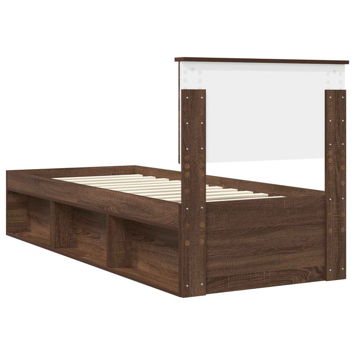 Sengestel med hovedgærde Brun eg 75 x 190 cm Massiv fyrretræ