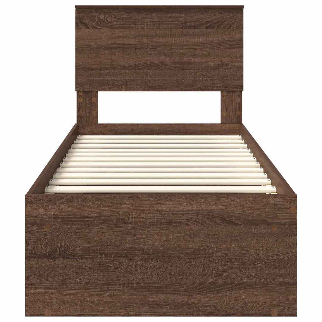 Sengestel med hovedgærde Brun eg 75 x 190 cm Massiv fyrretræ