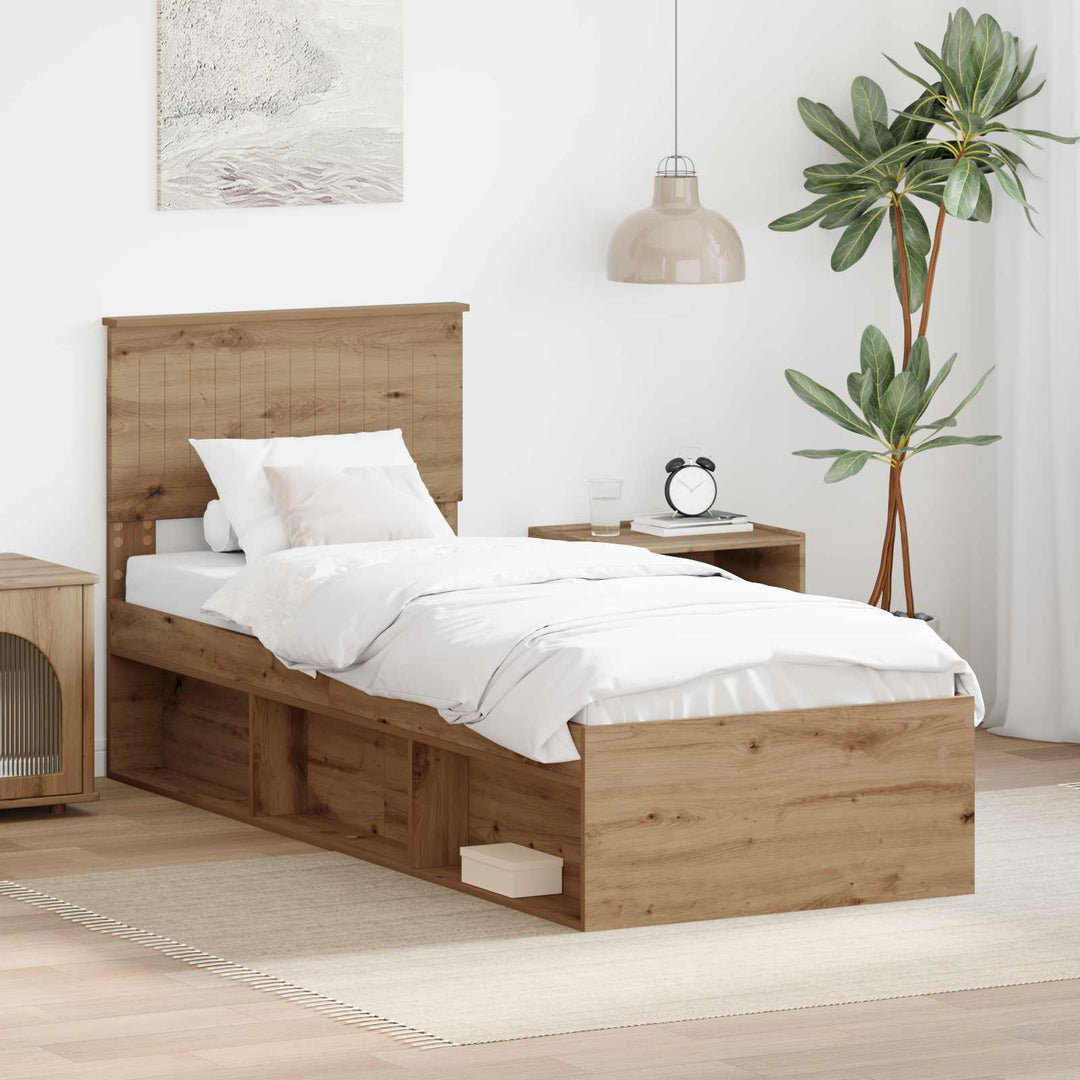 Sengestel med hovedgærde Artisan eg 75 x 190 cm Massiv fyrretræ