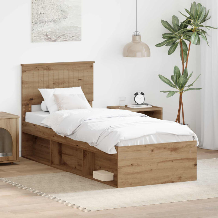 Sengestel med hovedgærde Artisan eg 75 x 190 cm Massiv fyrretræ
