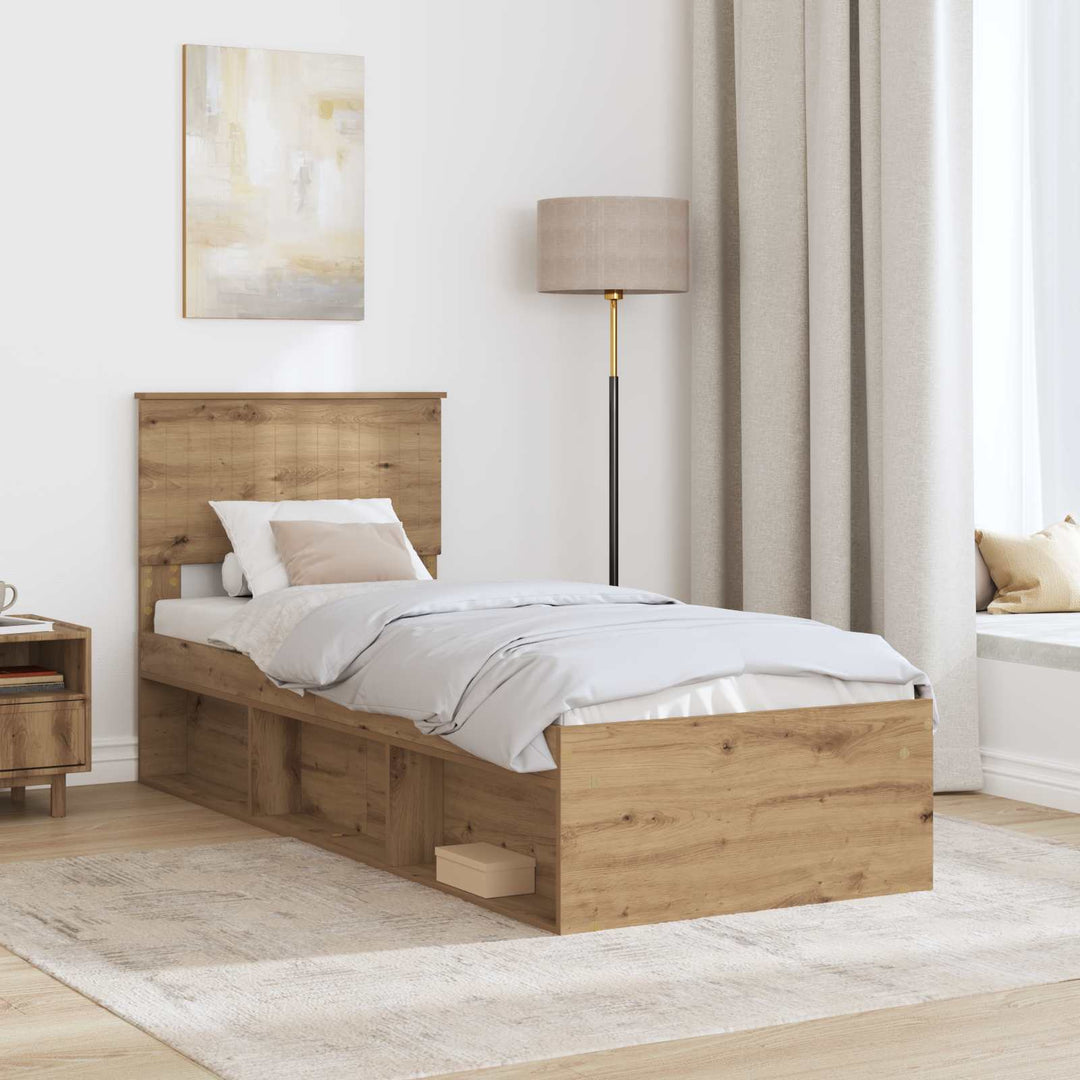 Sengestel med hovedgærde Artisan eg 75 x 190 cm Massiv fyrretræ
