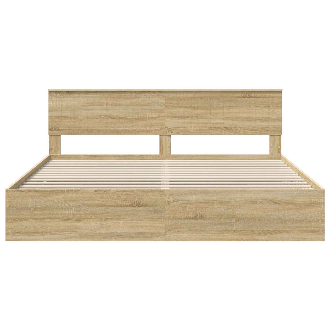 Sengestel med skuffe Sonoma eg 200 x 200 cm Ingeniørtræ