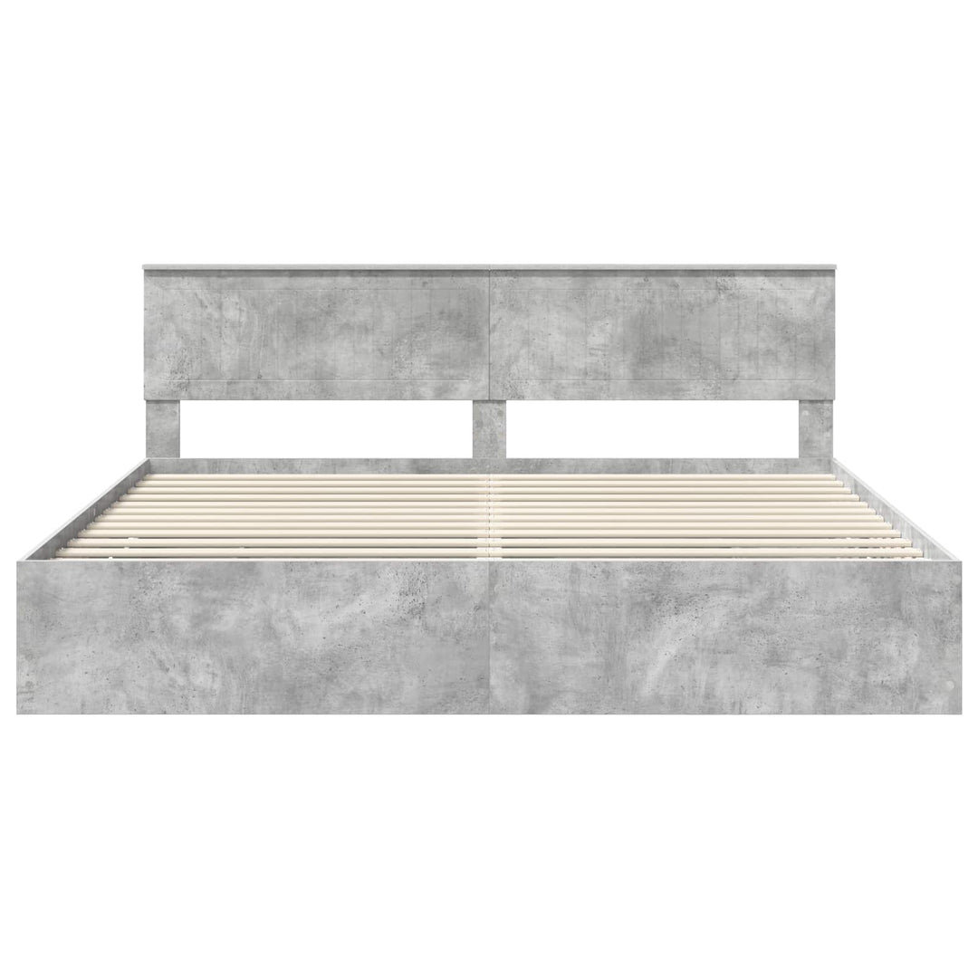 Sengestel med skuffe Beton Grå 200 x 200 cm Ingeniørtræ