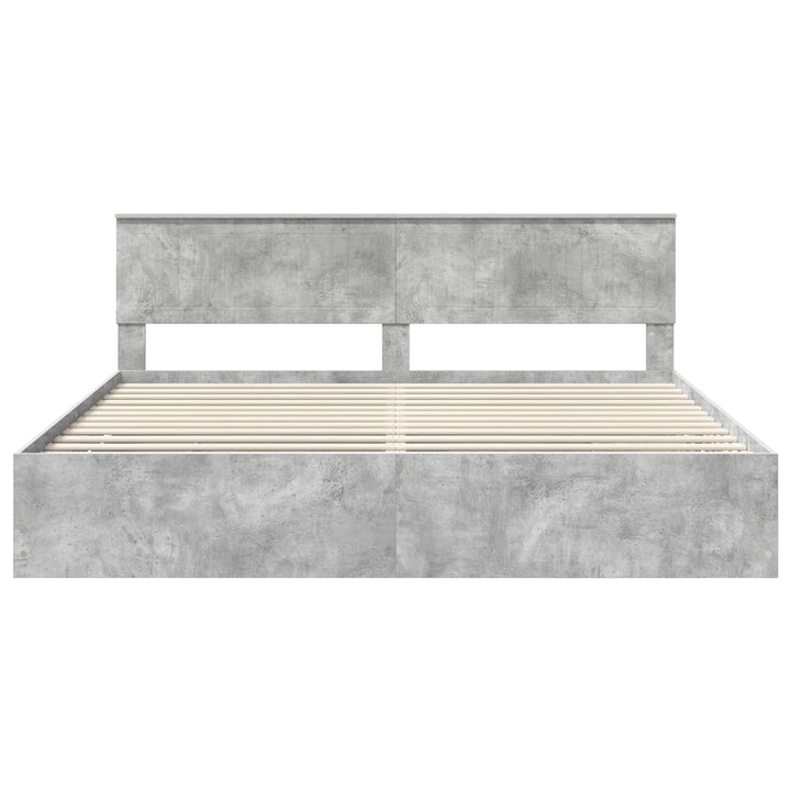 Sengestel med skuffe Beton Grå 200 x 200 cm Ingeniørtræ