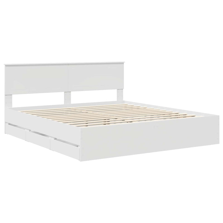 Sengestel med skuffe Hvid 180 x 200 cm Ingeniørtræ
