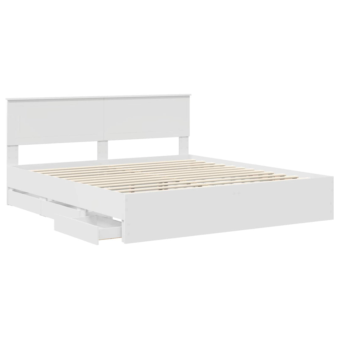 Sengestel med skuffe Hvid 180 x 200 cm Ingeniørtræ