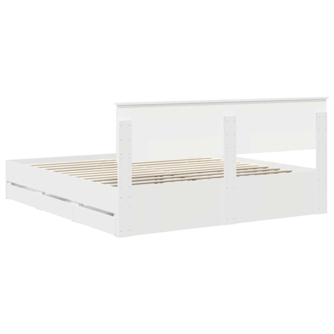 Sengestel med skuffe Hvid 180 x 200 cm Ingeniørtræ