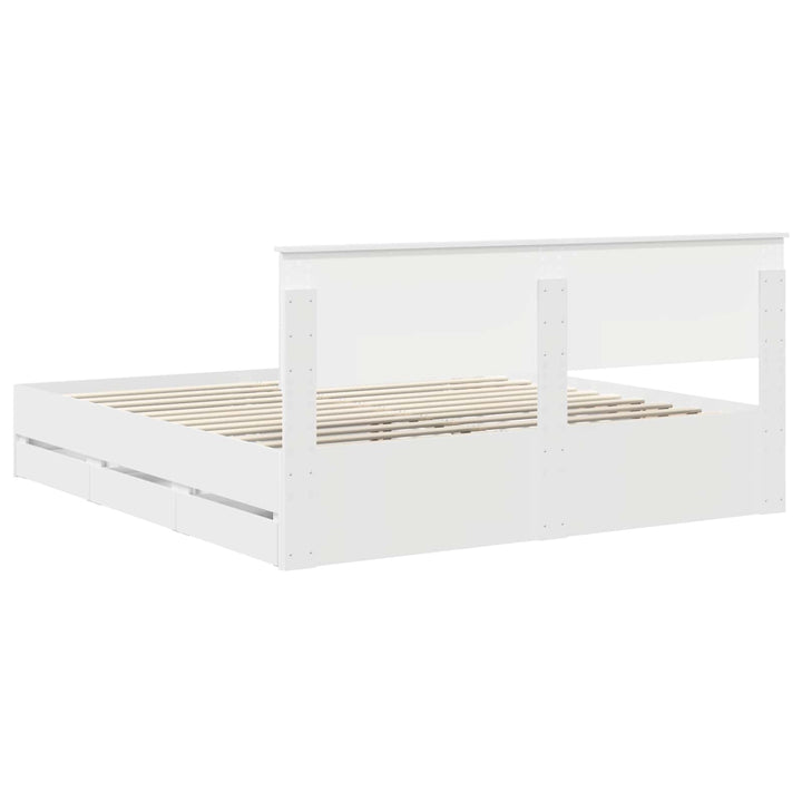 Sengestel med skuffe Hvid 180 x 200 cm Ingeniørtræ