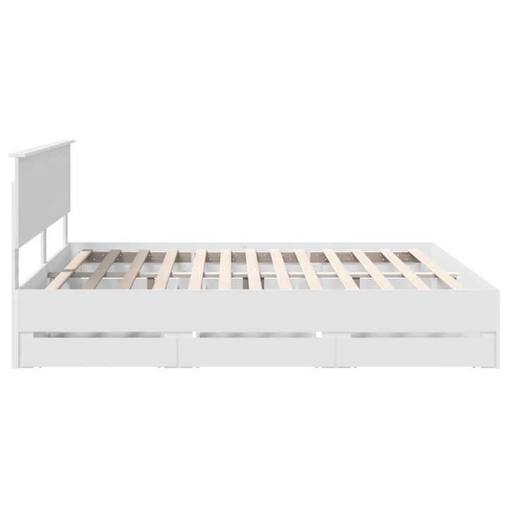 Sengestel med skuffe Hvid 180 x 200 cm Ingeniørtræ