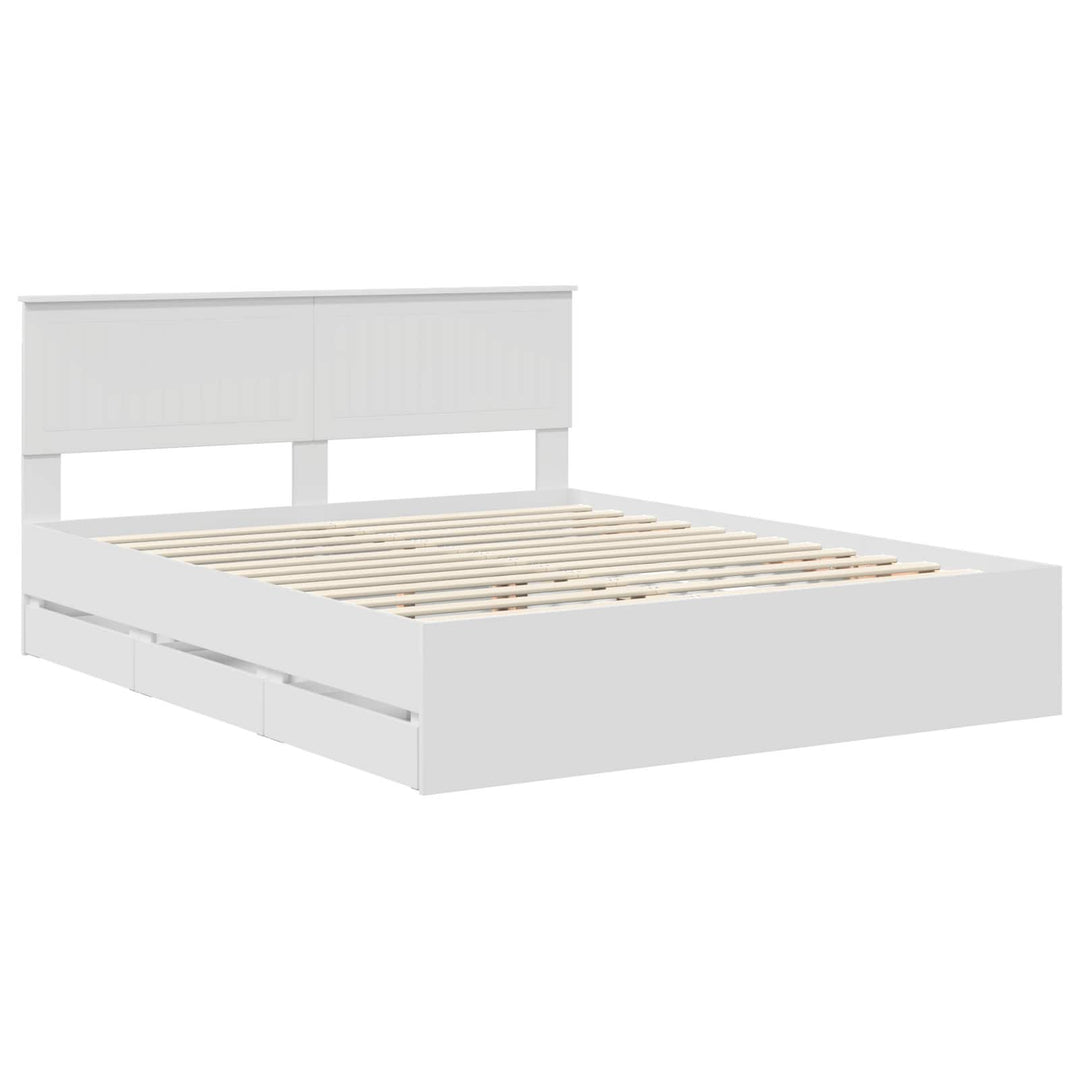 Sengestel med skuffe Hvid 160 x 200 cm Ingeniørtræ