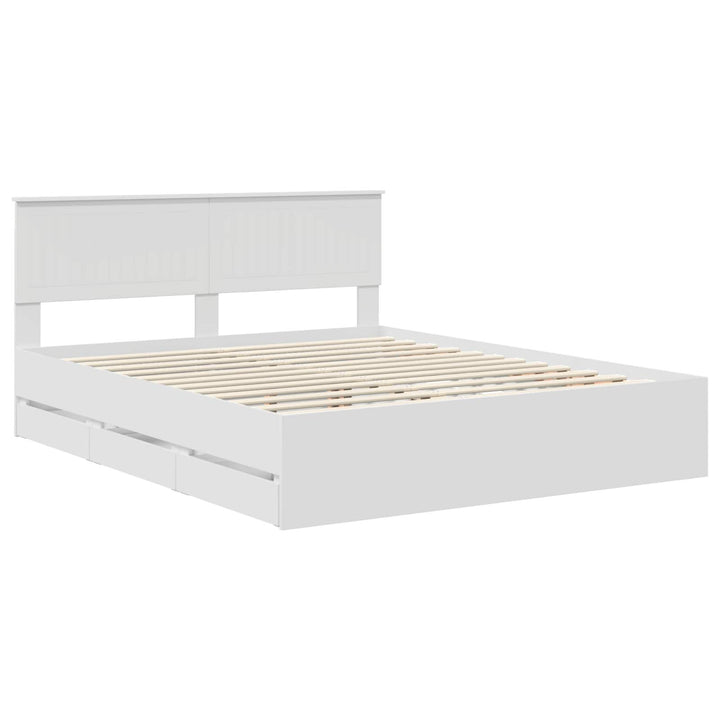 Sengestel med skuffe Hvid 160 x 200 cm Ingeniørtræ