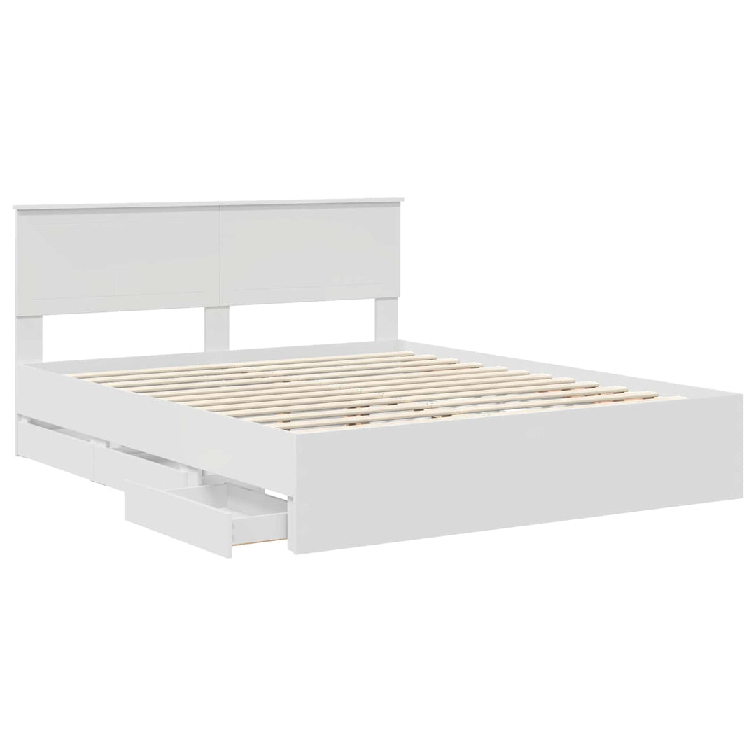 Sengestel med skuffe Hvid 160 x 200 cm Ingeniørtræ