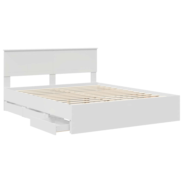 Sengestel med skuffe Hvid 160 x 200 cm Ingeniørtræ