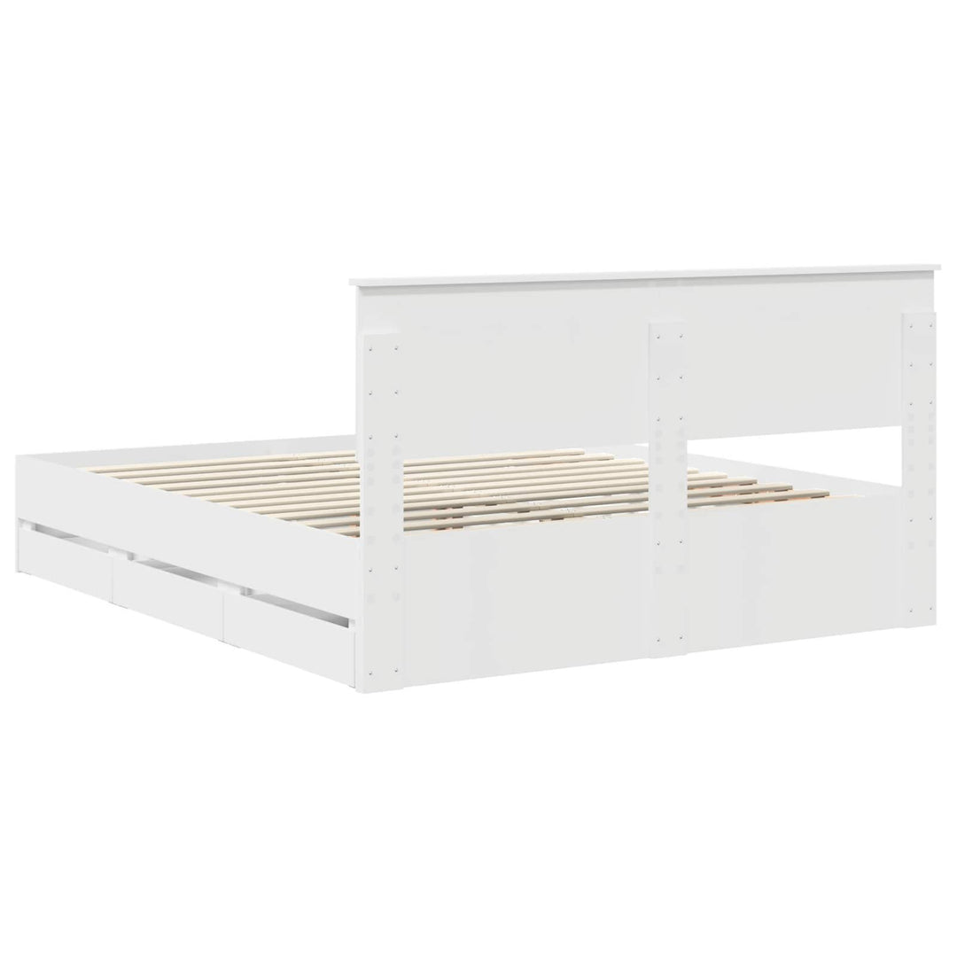Sengestel med skuffe Hvid 160 x 200 cm Ingeniørtræ