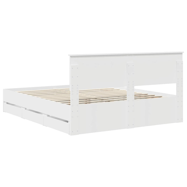 Sengestel med skuffe Hvid 160 x 200 cm Ingeniørtræ