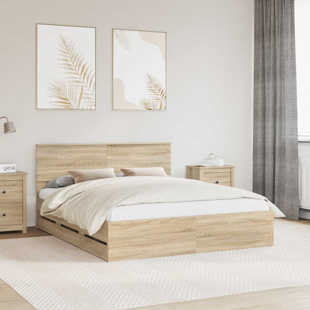 Sengestel med skuffe Sonoma eg 160 x 200 cm Ingeniørtræ