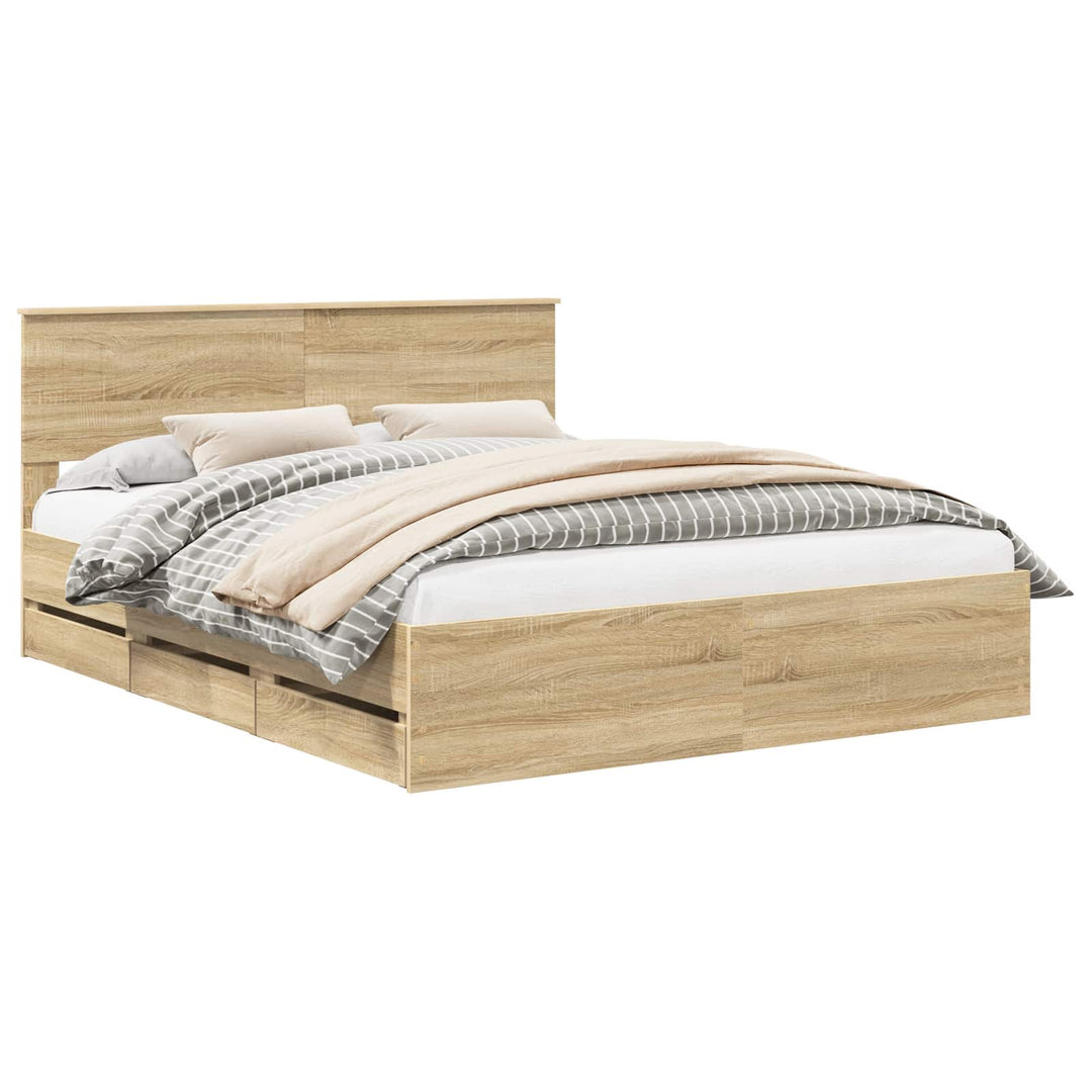 Sengestel med skuffe Sonoma eg 160 x 200 cm Ingeniørtræ