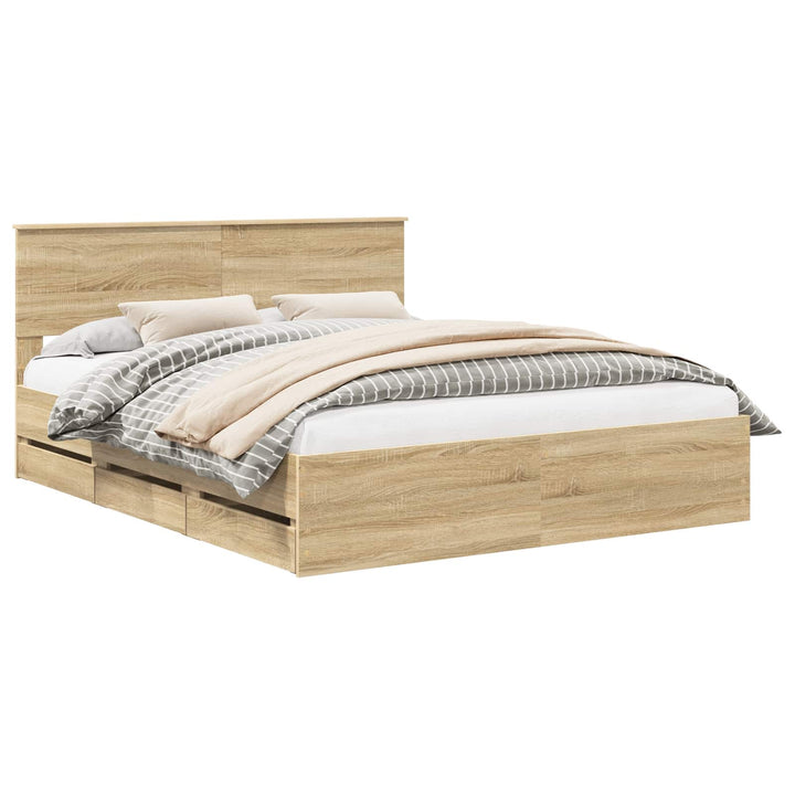 Sengestel med skuffe Sonoma eg 160 x 200 cm Ingeniørtræ