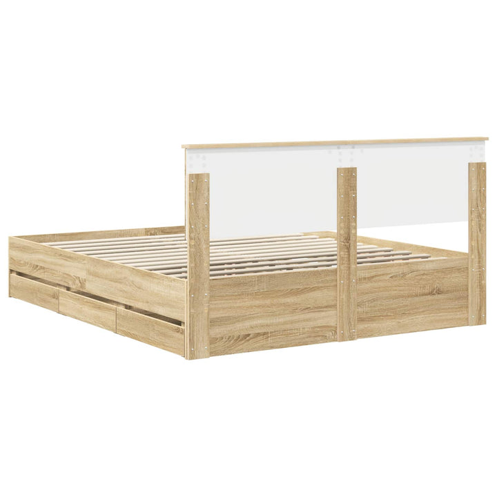 Sengestel med skuffe Sonoma eg 160 x 200 cm Ingeniørtræ