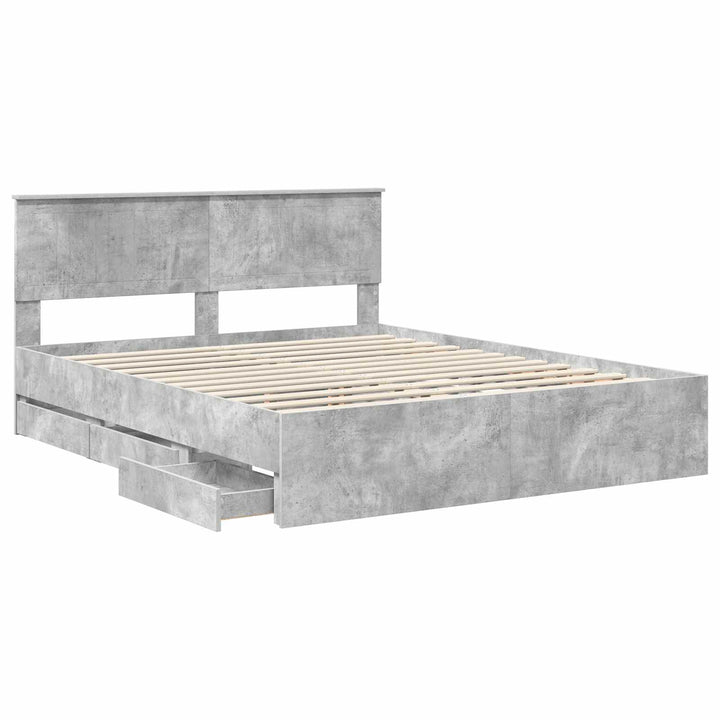Sengestel med skuffe Beton Grå 160 x 200 cm Ingeniørtræ