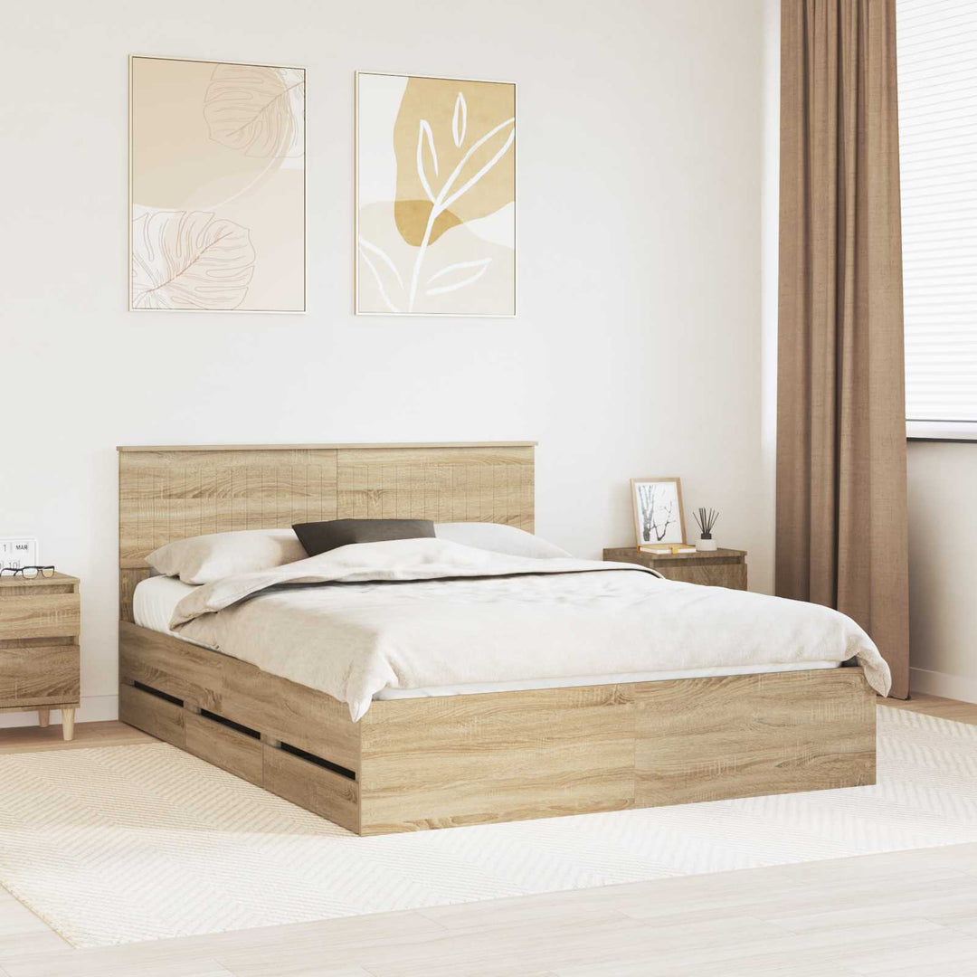 Sengestel med skuffe Sonoma eg 150 x 200 cm Ingeniørtræ
