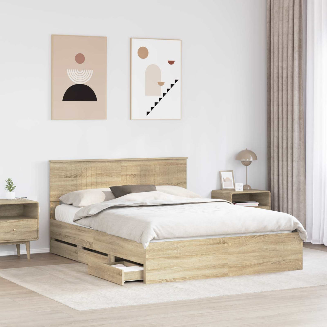 Sengestel med skuffe Sonoma eg 150 x 200 cm Ingeniørtræ