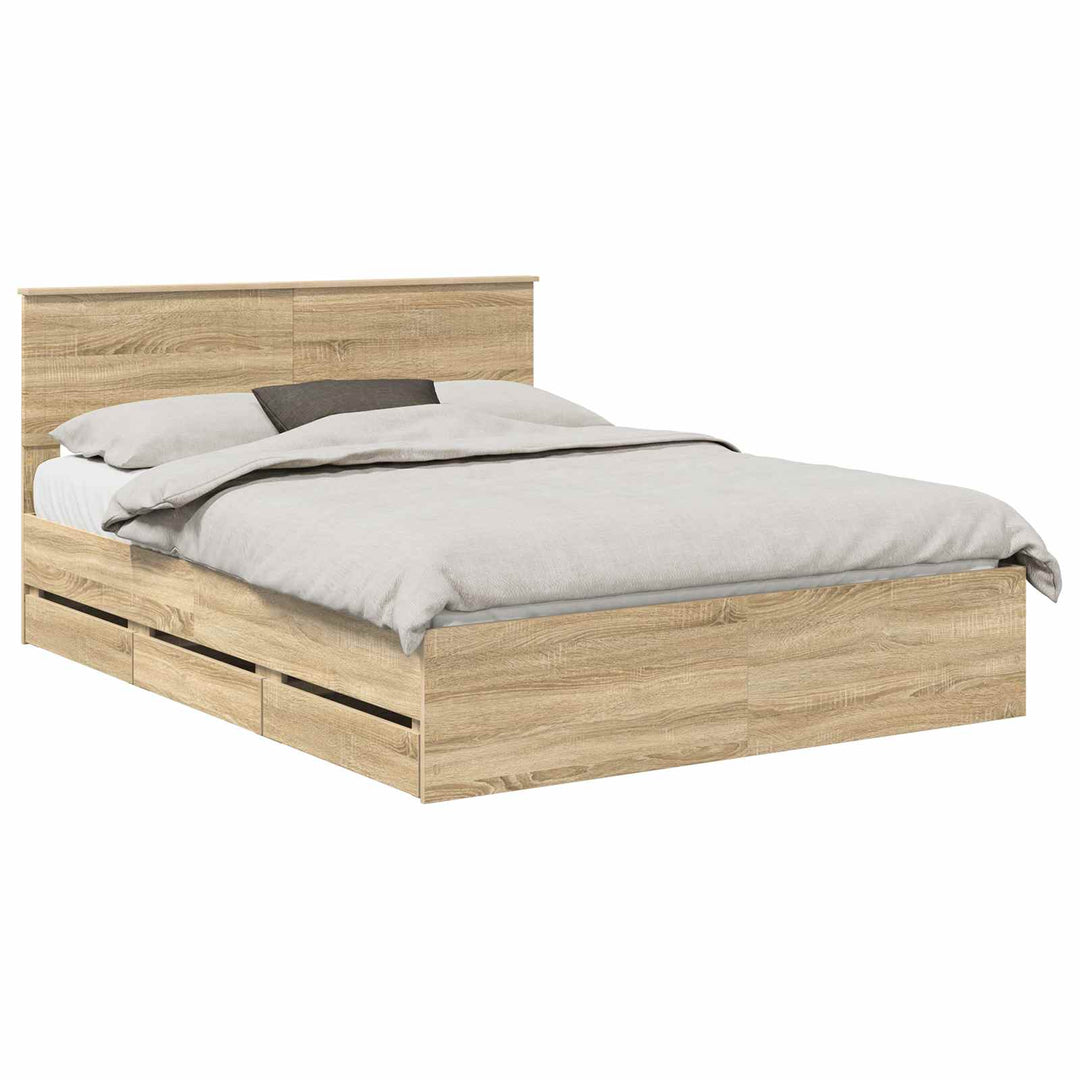 Sengestel med skuffe Sonoma eg 150 x 200 cm Ingeniørtræ