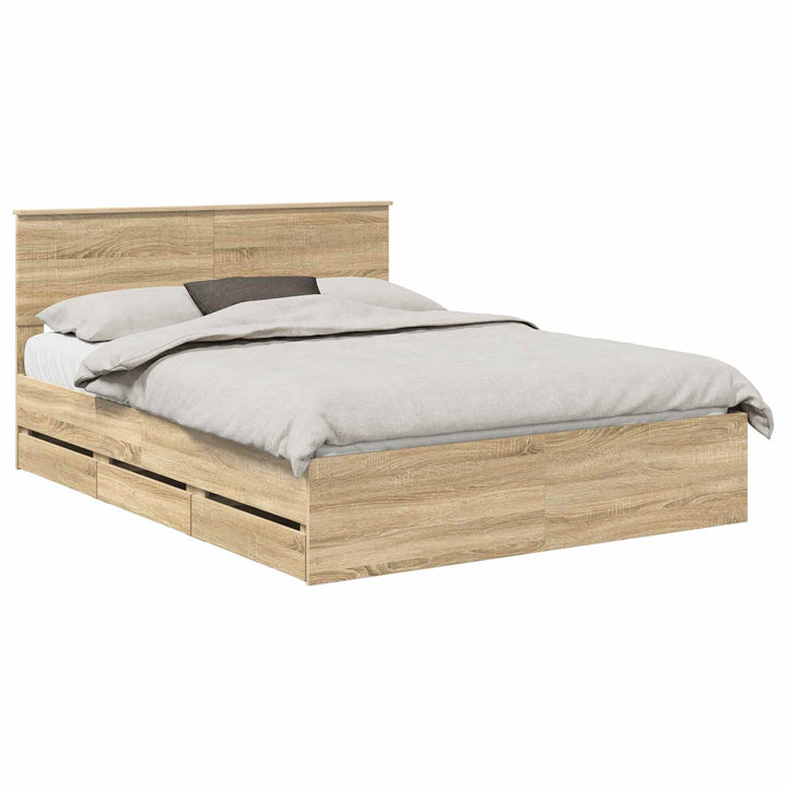 Sengestel med skuffe Sonoma eg 150 x 200 cm Ingeniørtræ