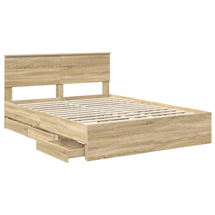 Sengestel med skuffe Sonoma eg 150 x 200 cm Ingeniørtræ