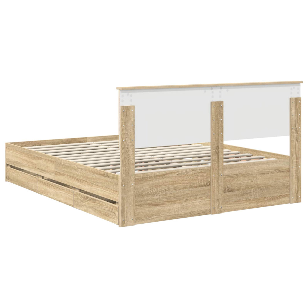Sengestel med skuffe Sonoma eg 150 x 200 cm Ingeniørtræ